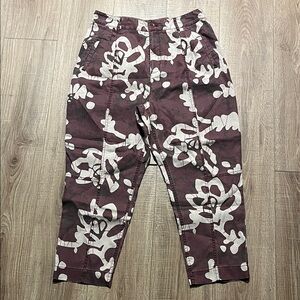 Anthropologie Women’s Cargo Pants in Burgundy and Cream Size 31